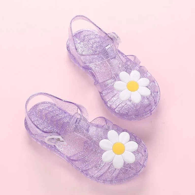 Fridja Toddler Sandles Girls Jelly Sandals Rubber Sole Closed Toe Princess Flat Flower Summer Sho... | Walmart (US)