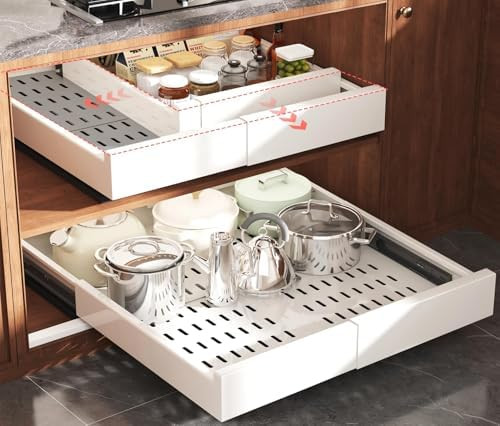 Pull Out Cabinet Organizer,4-Side Expandable to Maximize Cabinet Space,Slide Out Drawers with 3 R... | Amazon (US)
