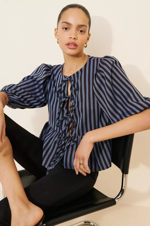 Glamorous Striped Tie Front Blouse | Urban Outfitters (US and RoW)