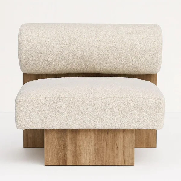 Modern Rollback Chair Ashwood Frame Dorrell Fabric Accent Seating - Natural | Bed Bath & Beyond