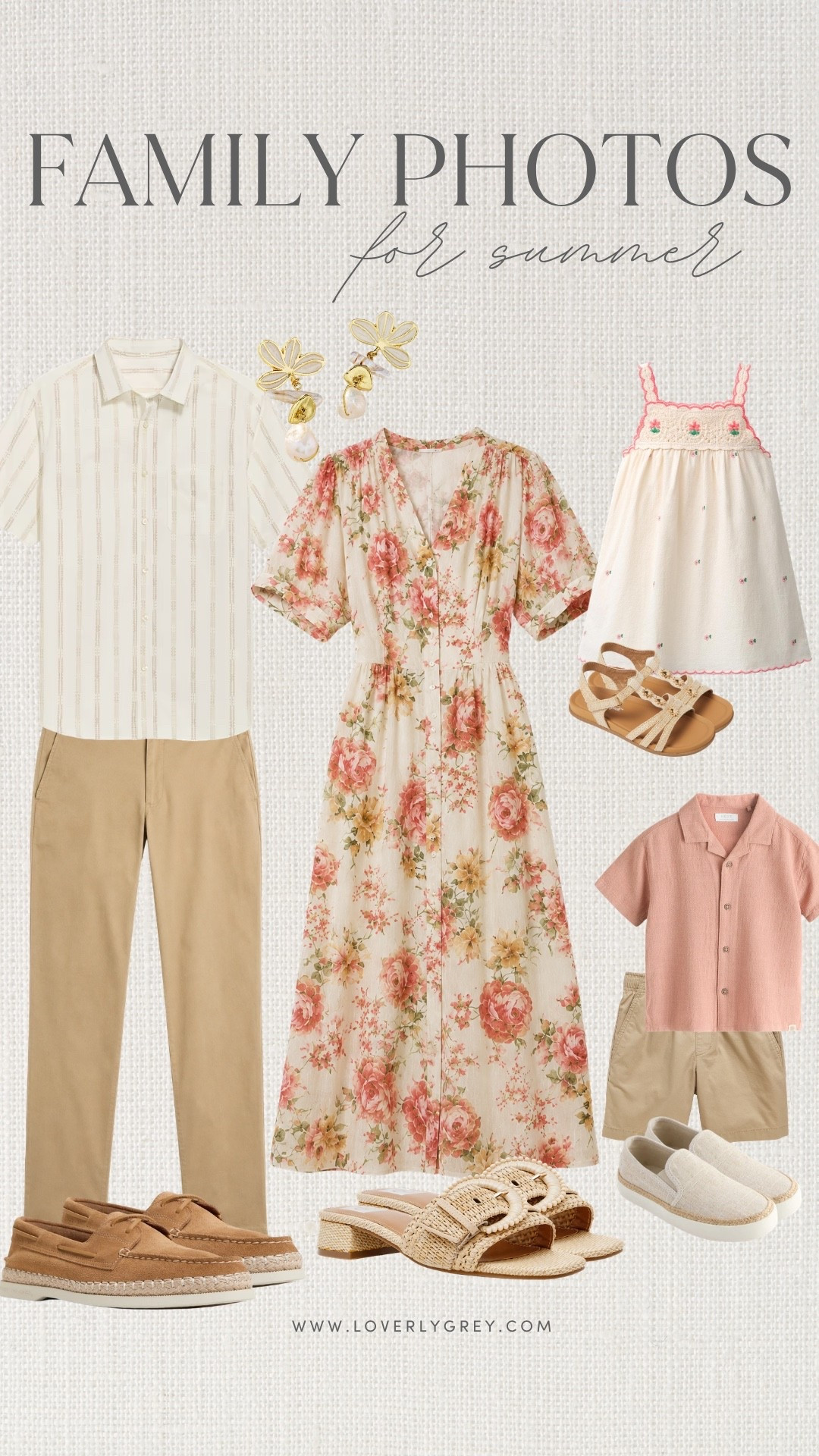 Family photo outfit idea for Summer! Florals, peach pink tones and neutrals are a classic combo. I love this for an outdoor shoot! 

Loverly grey, Anthropologie dress, family photo outfit ideas, affordable men’s style, affordable kids clothes, floral maxi dress, kids outfit ideas, coordinating family outfit

#LTKSeasonal #LTKKids #LTKMens