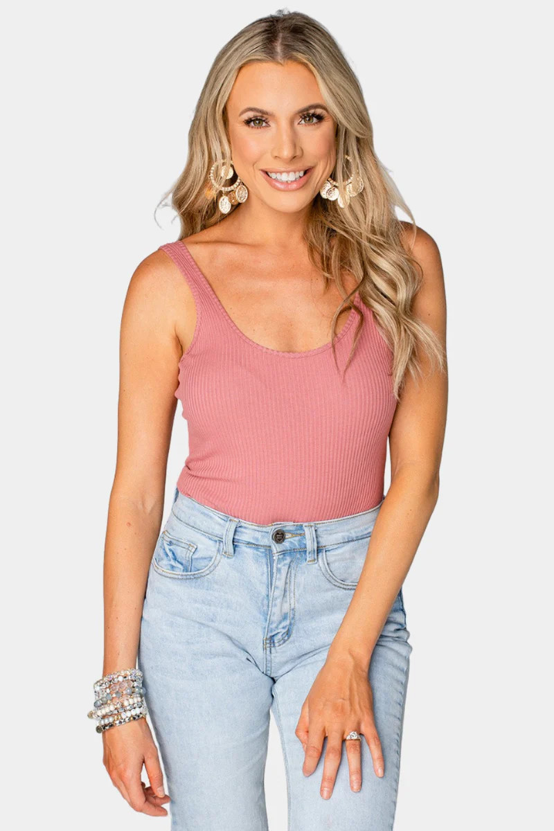 BuddyLove | Sammy Scoop Neck Bodysuit | Mauve | BuddyLove
