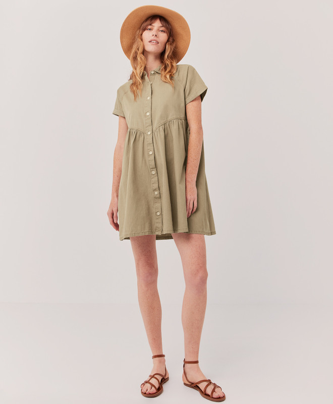 clearance denim chambray shirt dress | Pact Apparel