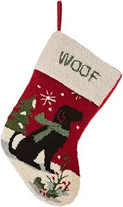 glitzhome 19" L Handmade Hooked Dog Christmas Stocking for Family Holiday Season Party Decor | Amazon (US)