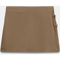 Zara - Linen Blend Skort With Beading - Tobacco - Xs - Woman | Zara UK