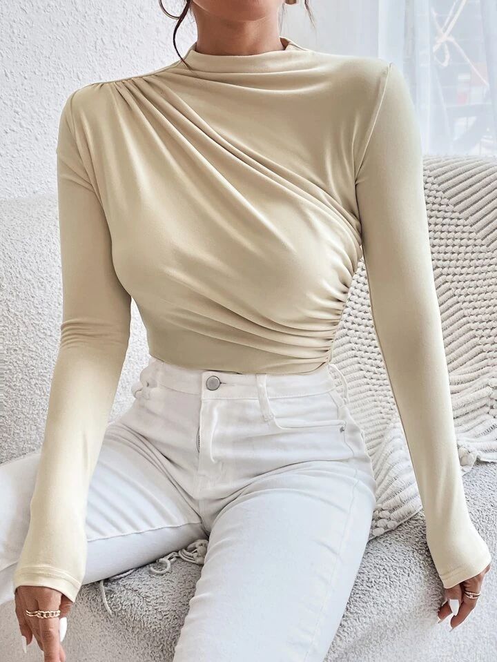 SHEIN Frenchy Ruched Slim Fit Bodysuit | SHEIN