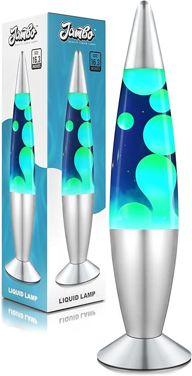 JAMBO 16" Beautiful Lamp- Blue with Yellow/Green Wax, Relaxing Liquid Light, Night Light Nightlig... | Amazon (US)