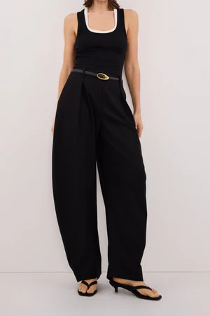 ROMY BLACK BARREL LEG TAILORED PANT | DISSH