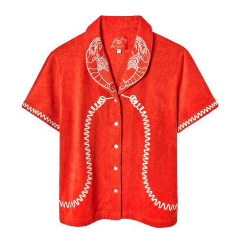 Tombolo 'Lobster Landline' Cabana ~ Crop Cut in Red at Nordstrom, Size Large | Nordstrom