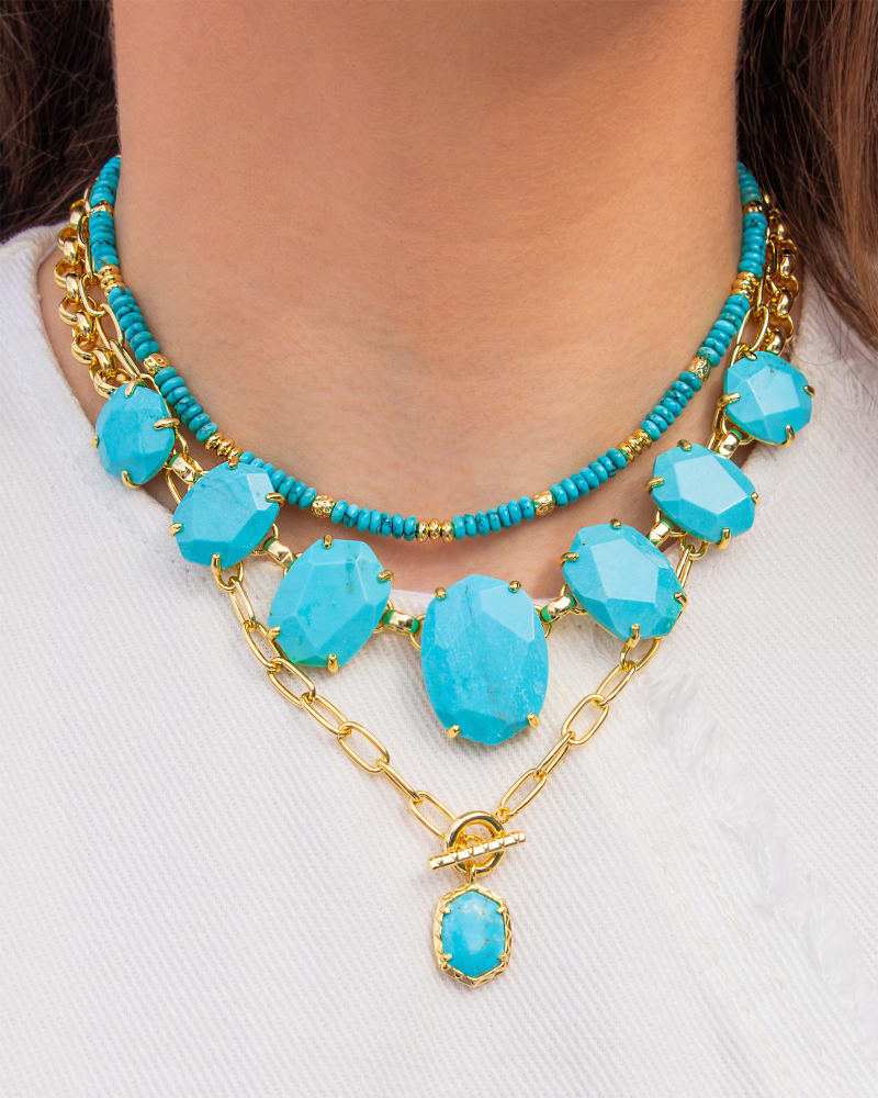 Daphne Convertible Gold Link and Chain Necklace in Variegated Turquoise Magnesite | Kendra Scott