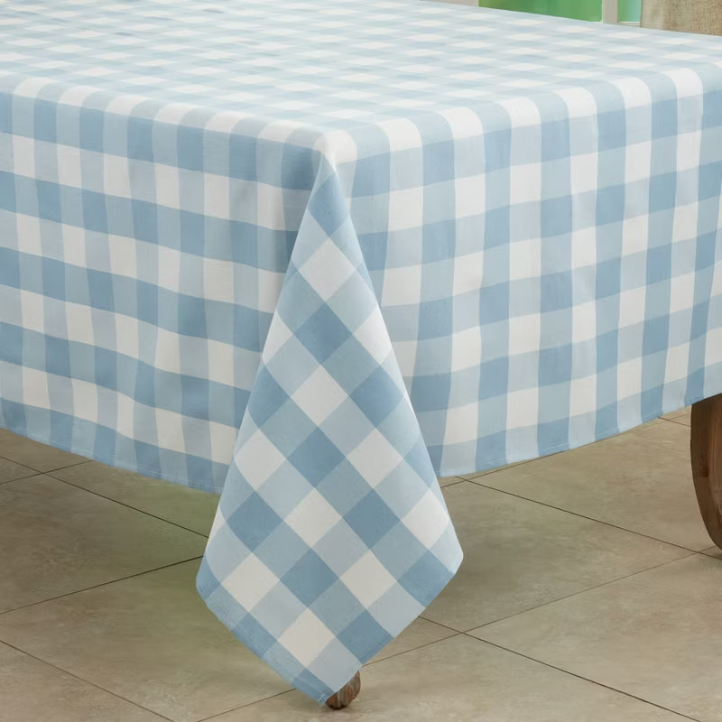 Saro Lifestyle Buffalo Plaid Cotton Blend Tablecloth, Blue, 70" x 70" | Target