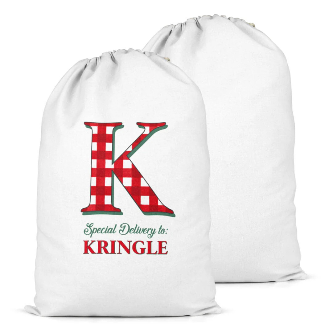 Personalized Santa Sacks | Plaid Monogram | Caden Lane