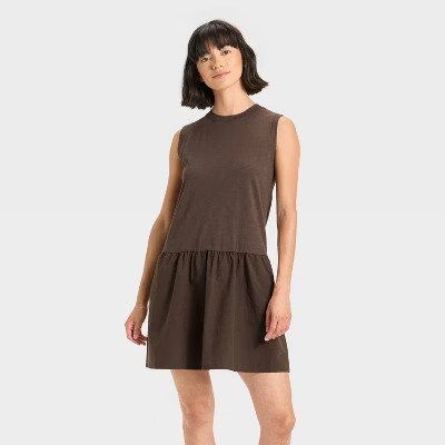 Women's Mini Shift Dress - Universal Thread™ Brown S | Target