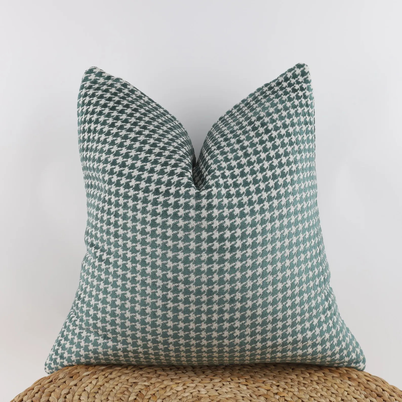 Green Houndstooth Velvet Pillow Cover: Modern Textured Cushion | Etsy (Global)