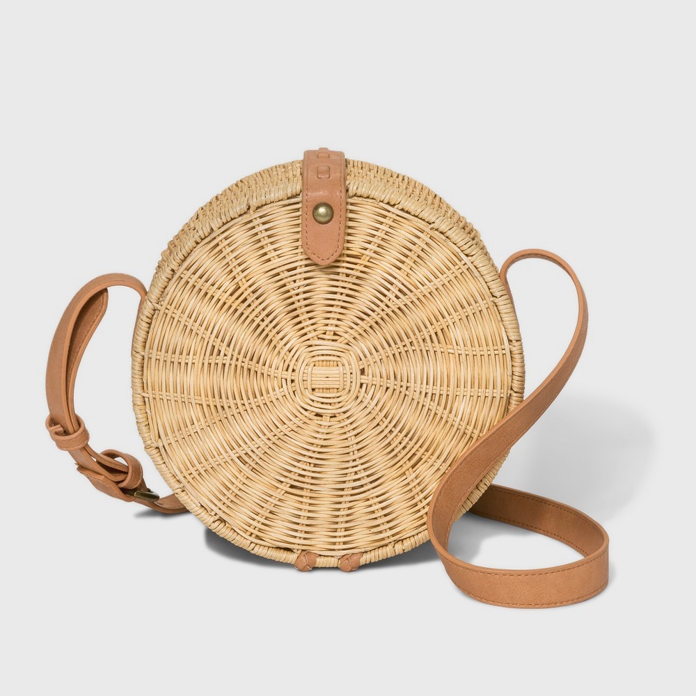 Rattan Circle Crossbody Bag - Universal Thread Natural, Blue | Target