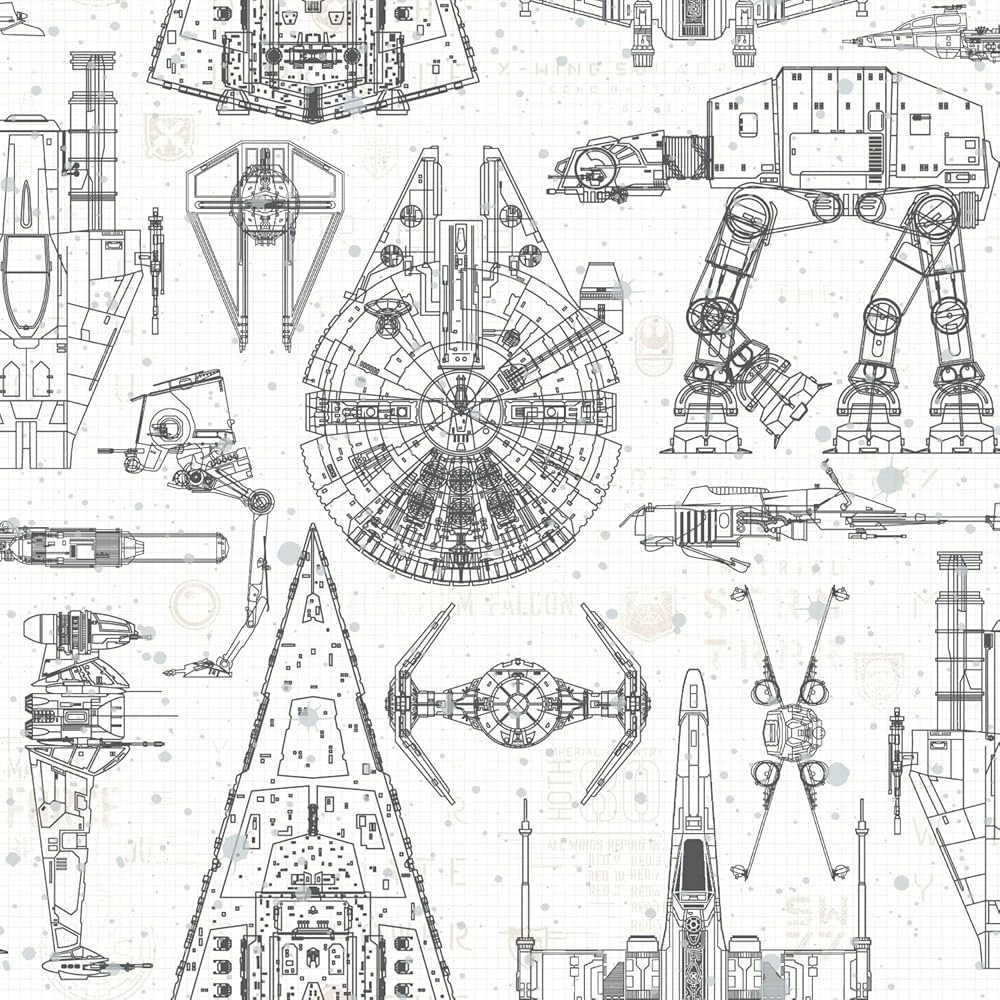 RoomMates Star Wars Blueprint Blue Peel & Stick Wallpaper by RoomMates, RMK11036WP | Amazon (US)