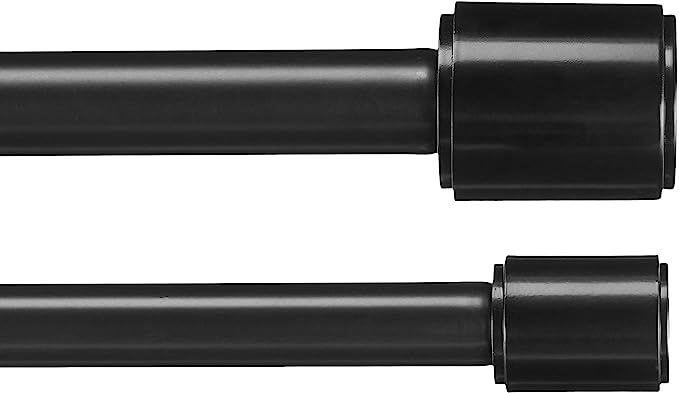 Amazon Basics 1" Double Curtain Rod With Cap Finials - 72" to 144", Black | Amazon (US)