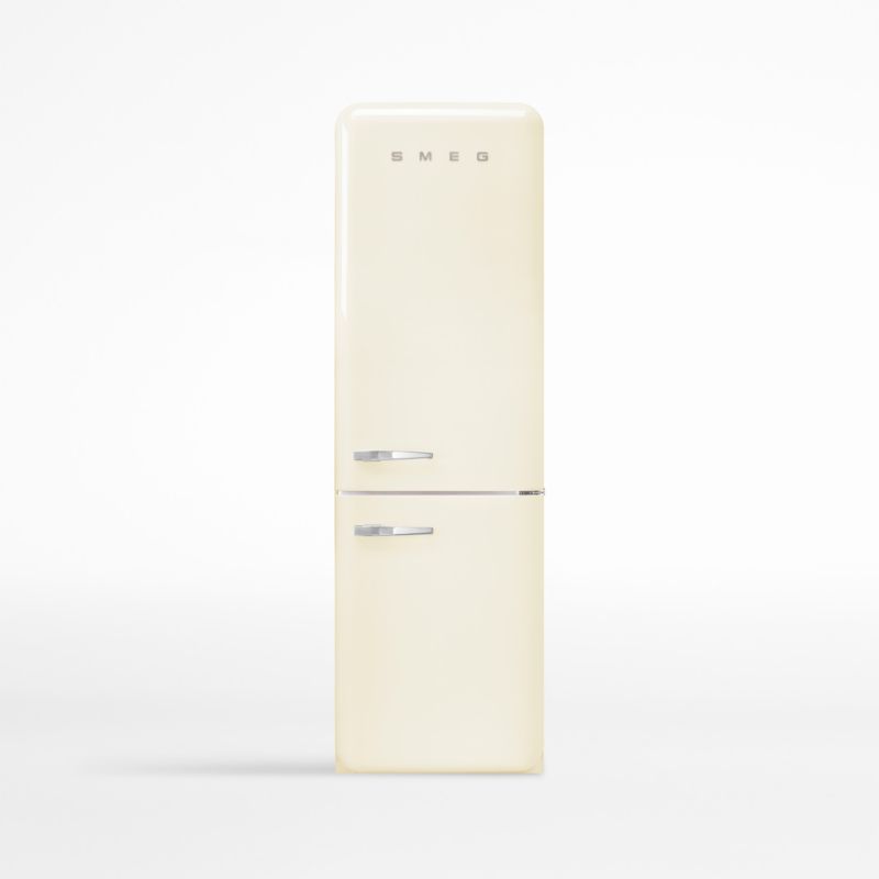 Smeg Cream Two-Door Right-Hinge Refrigerator | Crate & Barrel | Crate & Barrel