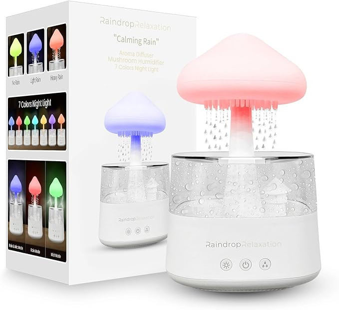 RaindropRelaxation - Mushroom Rain Humidifier – Water Drip & Essential Cloud Oil Diffuser for H... | Amazon (US)