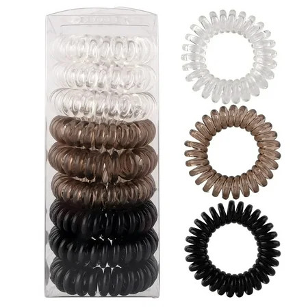 NOGIS Spiral Hair Ties No Crease For Women Girls Coil Hair Ties Phone Cord Hair Ties Waterproof Ponytail Hair Coils No Crease Elastic Coil Hair Ties For Thick Hair Key Chain Hair Ties-9pcs | Walmart (US)