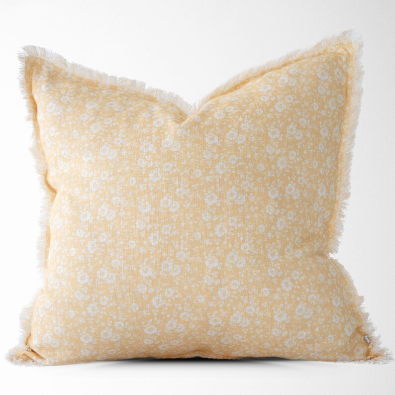 Yellow Vintage Floral Pillow Cover || Gold Farmhouse Pillow || Accent Throw Pillow || Decorative ... | Etsy (US)