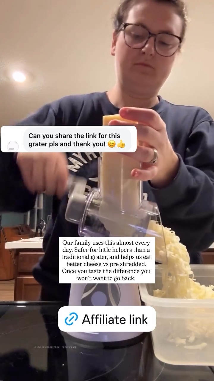 Our family uses this almost every day. Safer for little helpers than a traditional grater, and helps us eat better cheese vs pre shredded.
Once you taste the difference you won’t want to go back.

#LTKdayinmylife #LTKmomlife #LTKfoodie