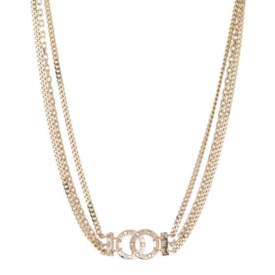 Crystal Chain Short Necklace Gold | FASHIONPHILE (US)