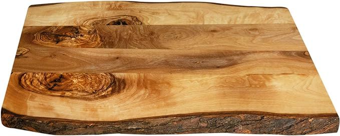 Tramanto Farmhouse Wooden Serving Board with Bark, Rustic Olive Wood Platter 15 x 10 Inch       S... | Amazon (US)