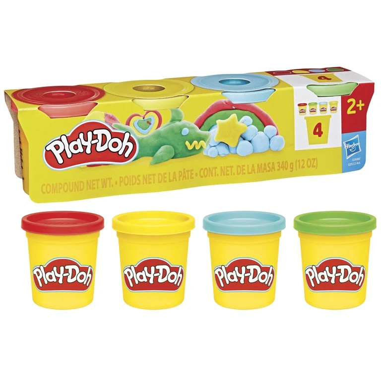 Play-Doh 4 Pack Classic Colors, 3 Ounce Cans, Arts & Crafts for Kids 2+ | Walmart (US)