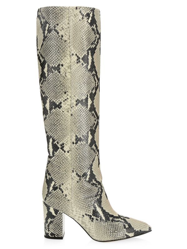 Knee-High Python-Embossed Leather Boots | Saks Fifth Avenue OFF 5TH