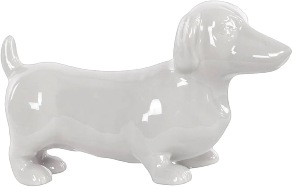 Ceramic Standing Dachshund Dog Figurine Gloss Finish White | Amazon (US)