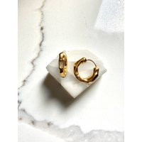 Thick Gold Organic Texture Huggie Hoops, Gemstone Hoop, Dainty Hoops, Vintage Hoop Earrings, Gold Hoops | Etsy (US)