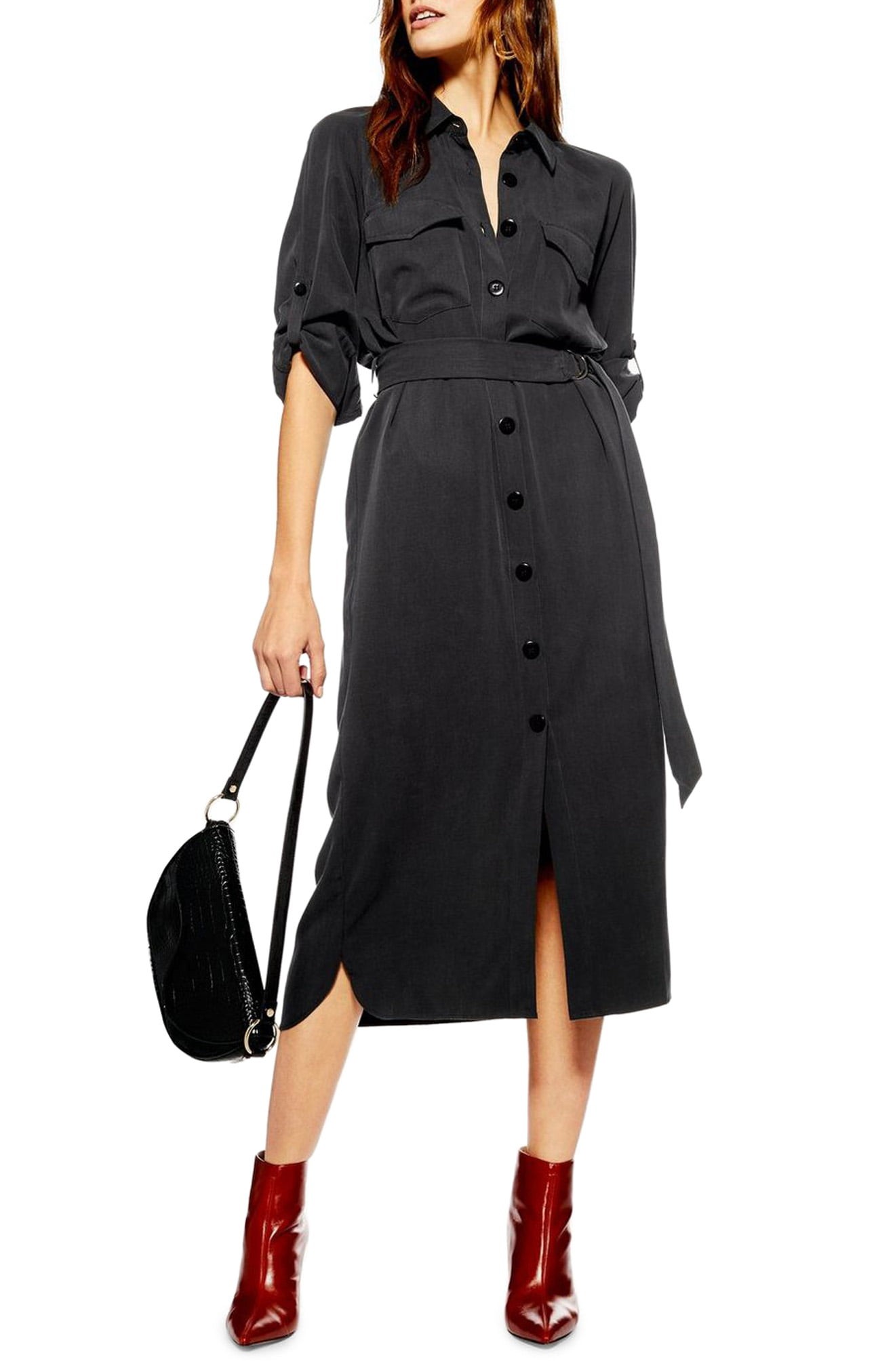 Topshop Utility Midi Shirtdress | Nordstrom