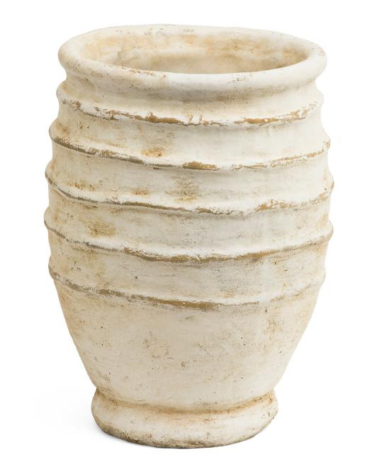 9.5x13 Earthy Ridged Cement Planter Vase | TJ Maxx