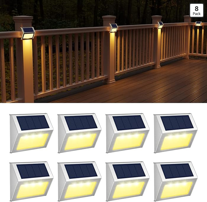 JSOT Solar Lights Outdoor for Deck,Waterproof Solar Powered Steps Light Outdoor Wireless LED Lamp... | Amazon (US)