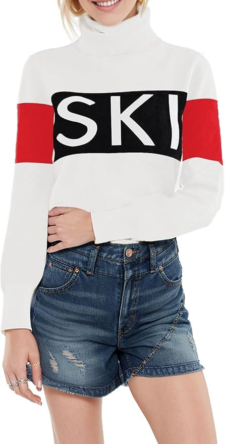 Women Turtleneck Sweaters Long Sleeve Colorblock Tops Winter Skiing Sweater Shirts Fashion Winter... | Amazon (US)