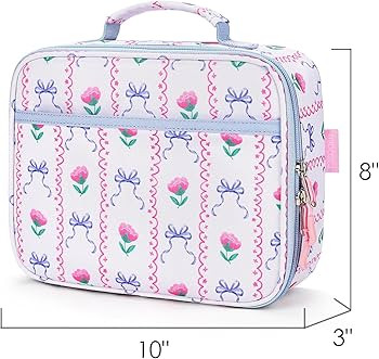 mibasies Kids Lunch Box for Girls Toddler, Insulated and Reusable Lunch Bag for School, Bowknot R... | Amazon (US)