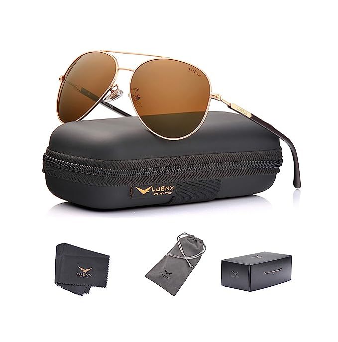 LUENX Men Aviator Sunglasses Polarized Women - UV 400 with case 60MM | Amazon (US)
