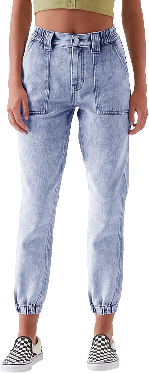 LONGYIDA Jean Joggers for Women High Waisted Drawstring Elastic Waist Stretch Denim Pants | Amazon (US)