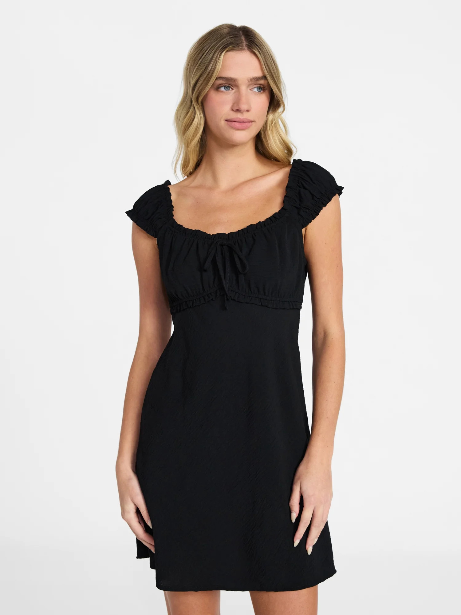 No Boundaries Fit and Flare Mini Dress with Short Sleeves, Women's XXS-XXL | Walmart (US)