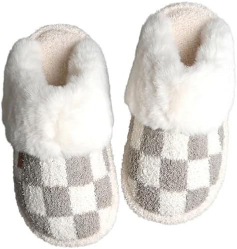 MIRMARU Women’s Animal Print Comfort Fluffy Fuzzy Slip-on House Slippers Open Toe Cross Band In... | Amazon (US)