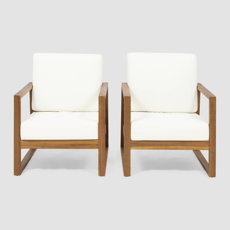 Belgian 2pk Acacia Wood Club Chair - Christopher Knight Home | Target