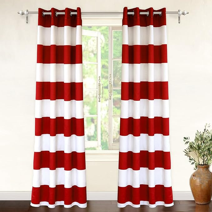 DriftAway Mia Stripe Room Darkening Grommet Unlined Window Curtains 2 Panels Each 52 Inch by 84 I... | Amazon (US)