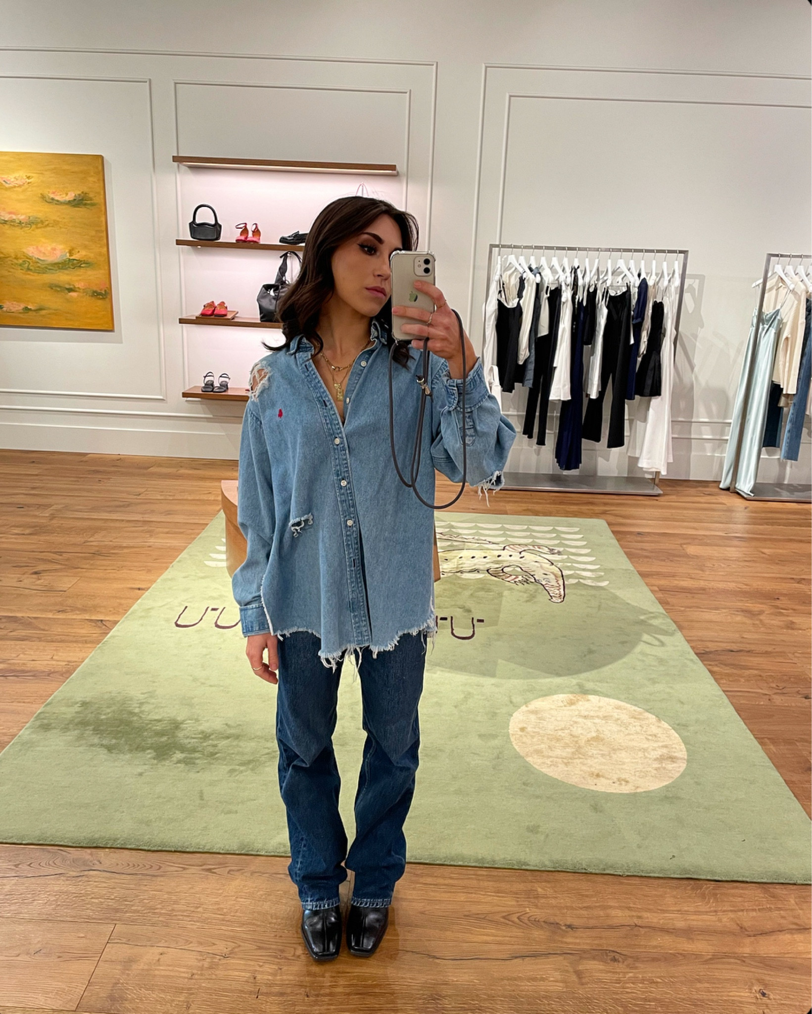 Work OOTD in this two-toned denim on denim look wearing Reformation Wilder jeans and my favorite Jeffrey Campbell boots!

#LTKfindsunder100 #LTKfindsunder50 #LTKworkwear