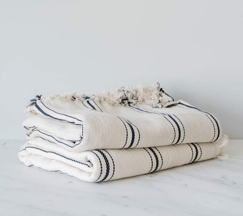 Turkish Stripe Throw Blanket 75x98 Cotton Designer King size | Etsy (CAD)