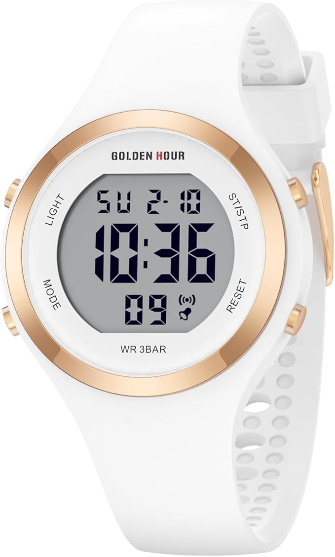 GOLDEN HOUR Waterproof Sport Women's Digital Chronograph Silicone Strap Watch | Amazon (CA)