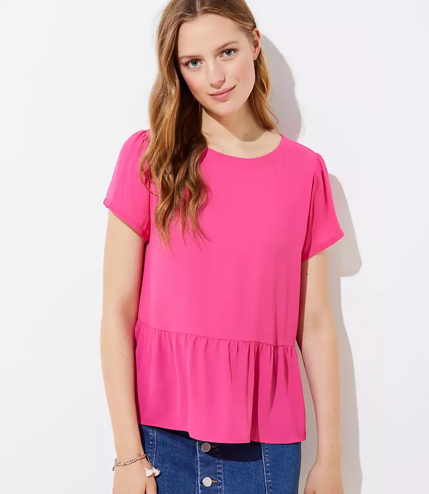 Cutout Back Peplum Top | LOFT