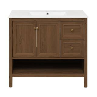 Swiss Madison Chateau 36" Freestanding Bathroom Vanity in Brown Oak with Sink Top SM-BV0602B... | The Home Depot