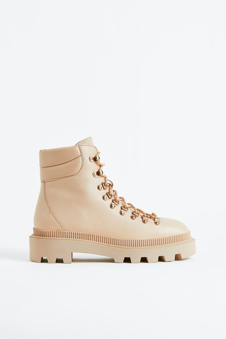 Leather Ankle Boots - Light beige - Ladies | H&M US | H&M (US + CA)
