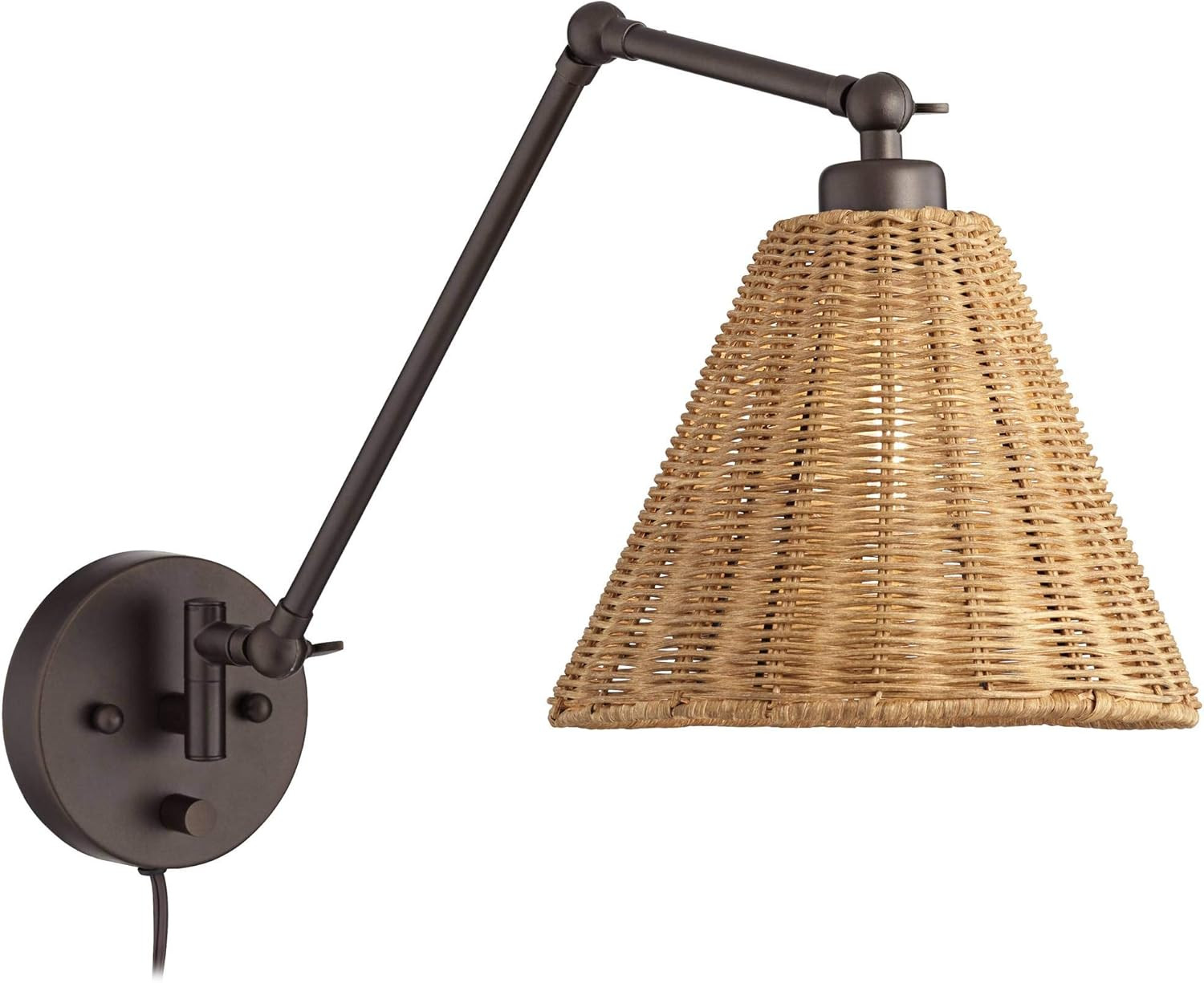 Rowlett Bronze Rattan Shade Plug-in Wall Lamp - Barnes and Ivy | Amazon (US)